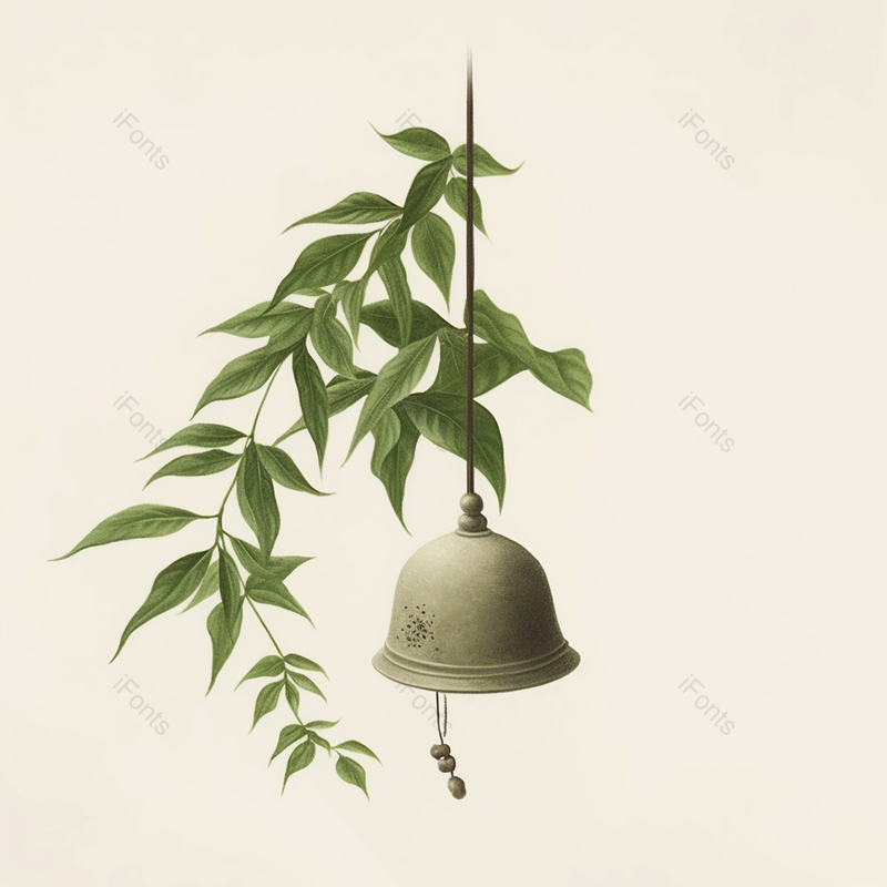 夏季古风绿色竹子铃铛圆形插画中国文化背景,插画/手绘图,插画/手绘图库,插画/手绘图下载,插画/手绘
